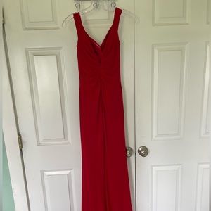 PromGirl long red dress with side slit. Size 2. Padded chest.
